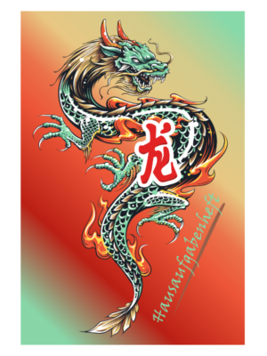 Hausaufgabenheft grüner Drache