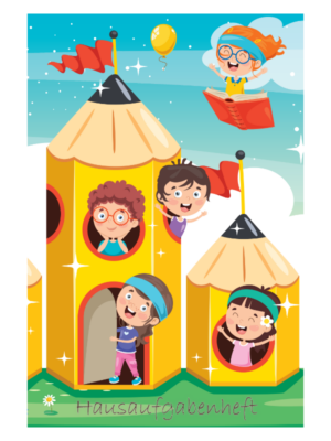 Hauaufgabenheft Kinder auf Stiften