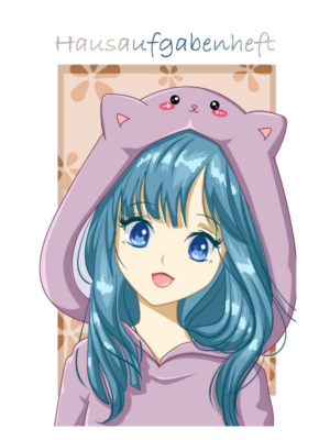 Hausaufgabenheft - Mangagirl mit Kätzchenmütze
